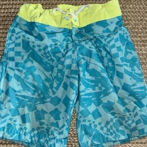 art class Kids Swim Trunks in Aqua and Neon Yellow